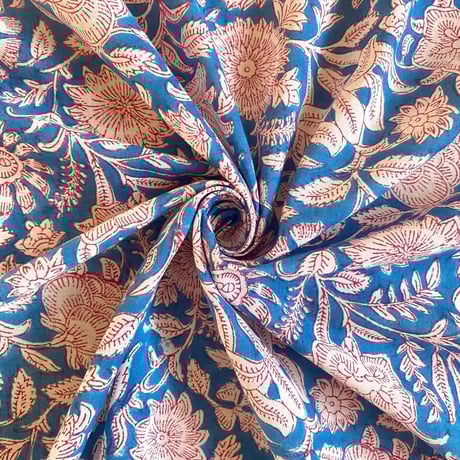 インド綿　ハンドブロックプリント生地　FB-21070075HBC