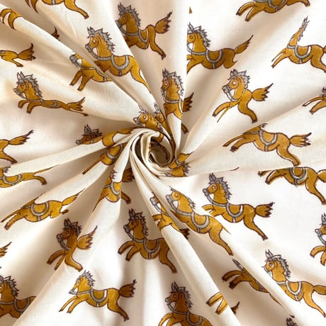 インド綿　ハンドブロックプリント生地　FB-21090193HBC