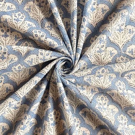 インド綿　ハンドブロックプリント生地　FB-22060452HBC