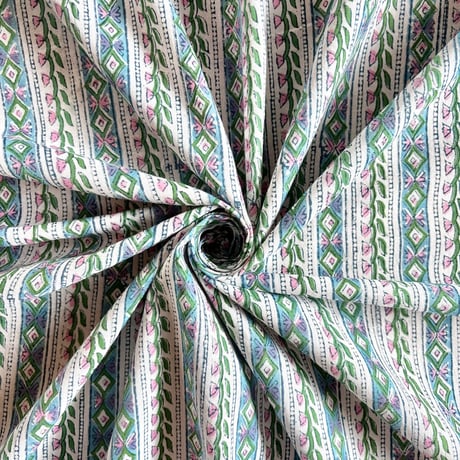 インド綿　ハンドブロックプリント生地　FB-24021127HBC①