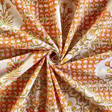 インド綿　ハンドブロックプリント生地　FB-24011084HBC