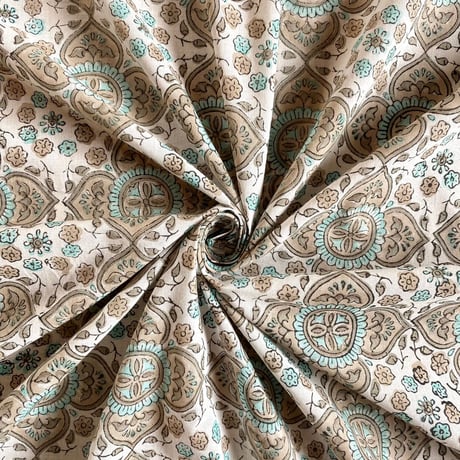 インド綿　ハンドブロックプリント生地　FB-23040799HBC