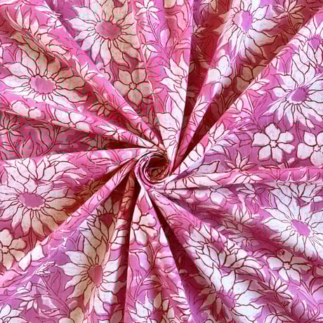 インド綿　ハンドブロックプリント生地　FB-24041179HBC