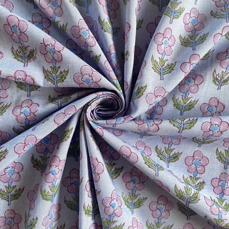 インドポリコットン　ハンドブロックプリント生地　FB-21090180HBCPC