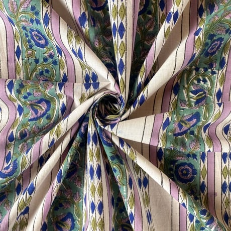 インド綿　ハンドブロックプリント生地　FB-22060457HBC