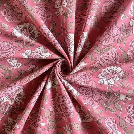 インド綿　ハンドブロックプリント生地　FB-23101017HBC