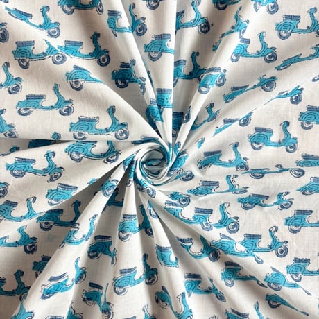 インド綿　ハンドブロックプリント生地　FB-25011476HBC