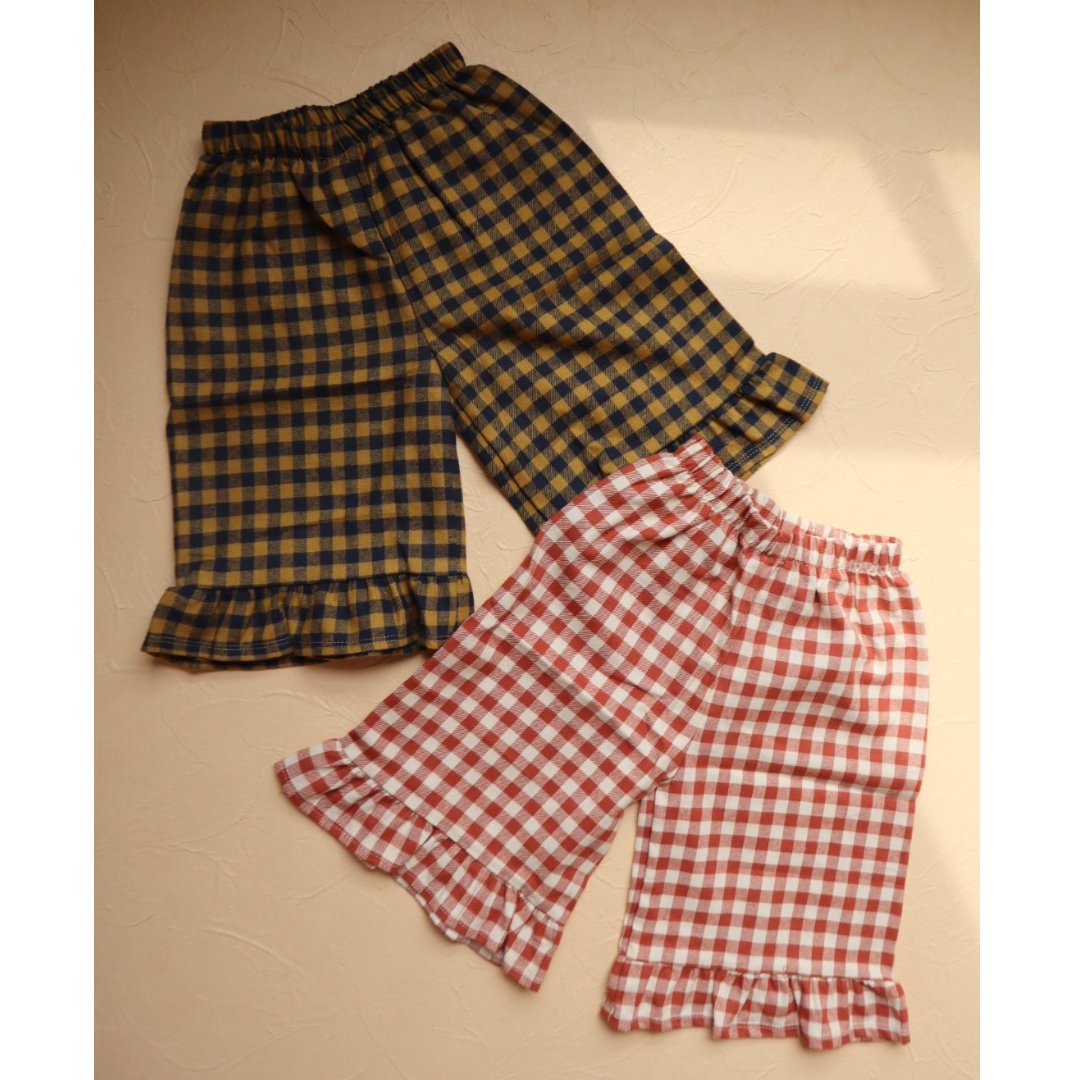 ORGANIC ZOO] Blueberry Gingham Frill Culotte