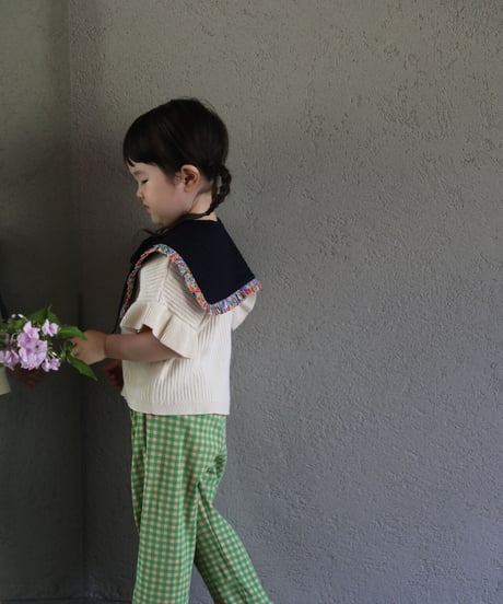 [Ron Ron Baby & Mom]【再入荷！LAST１！！】06.triangle ribbon (navy×flower frill)