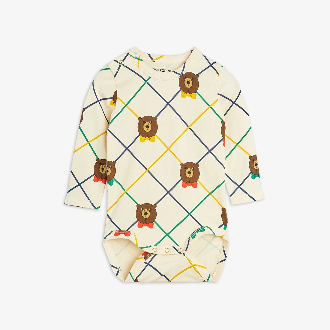 mini rodini] Bear check aop ls body | Off-whit