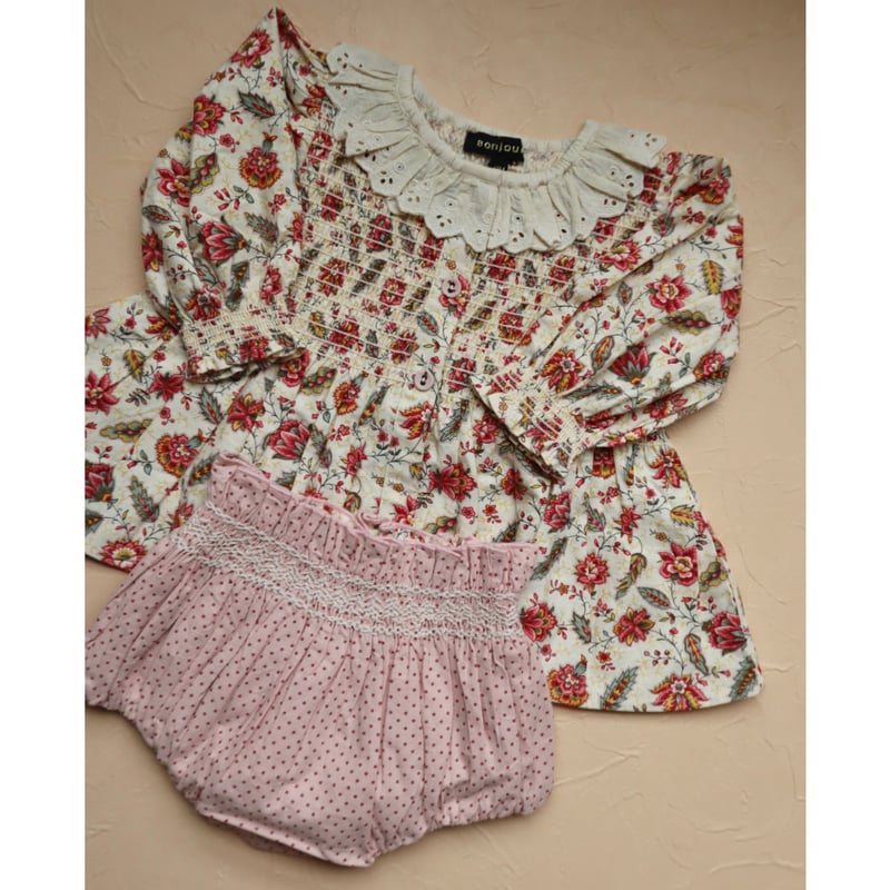 Bonjour diary ブルマ　リバーシブル BONJOUR DIARY] BABY SET WITH REVERSIBLE BLOOM