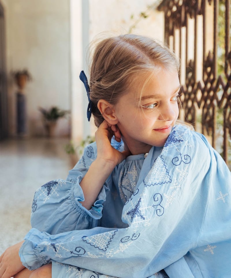 Lali Kids] Crocus Dress | Airy Blue Linen | Ro