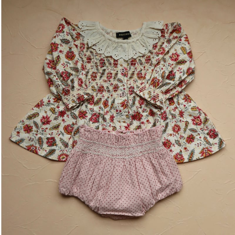Bonjour diary ブルマ　リバーシブル BONJOUR DIARY] BABY SET WITH REVERSIBLE BLOOM