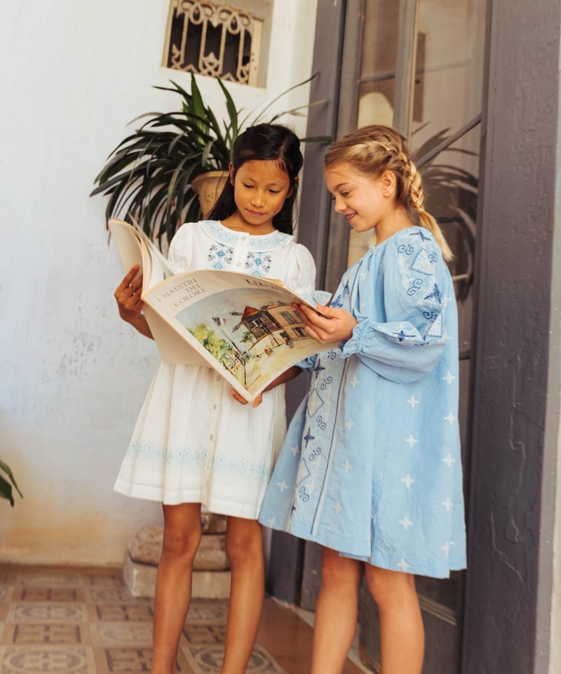 Lali Kids] Crocus Dress | Airy Blue Linen | Ro