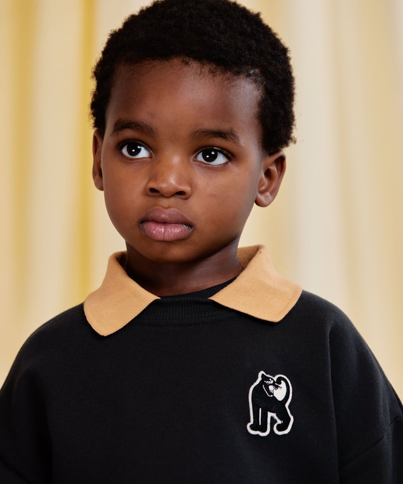 mini rodini] Panther patch collar sweatshirt |