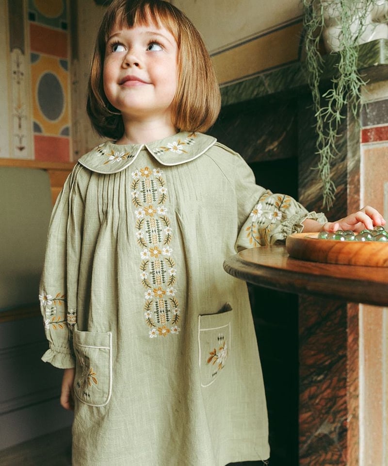 lali kids リバーシブル 刺繍 ジャケット Lali Kids]【残りわずか！】Marie Dress | Faded Moss | R