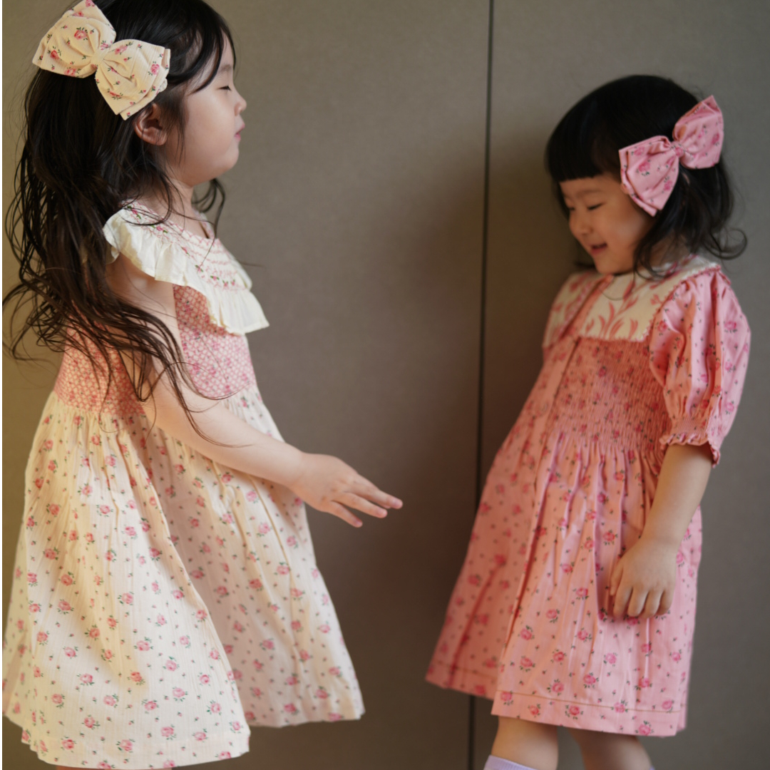 ワンピース Bonjour DENIM TUNIQUE handsmock 10y ワンピース Bonjour DENIM TUNIQUE handsmock 10y LILI et NENE