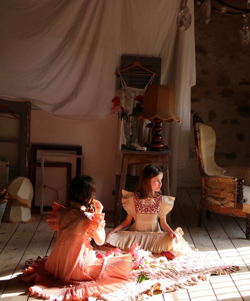 BONJOUR DIARY] DRESS | Pleated Ivory taffetas