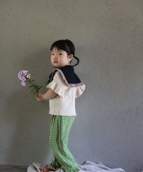 [Ron Ron Baby & Mom]【再入荷！LAST１！！】06.triangle ribbon (navy×flower frill)