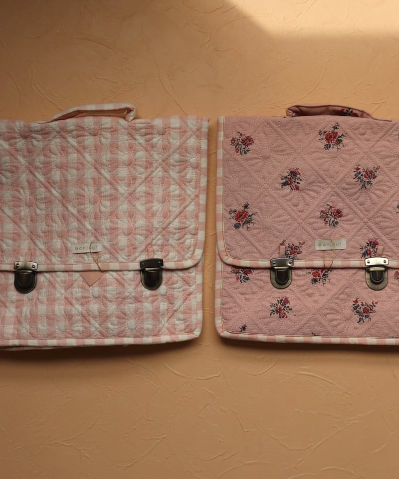 bonjour diary ジャガードset BONJOUR DIARY] Quilted school bag | Pink Gard