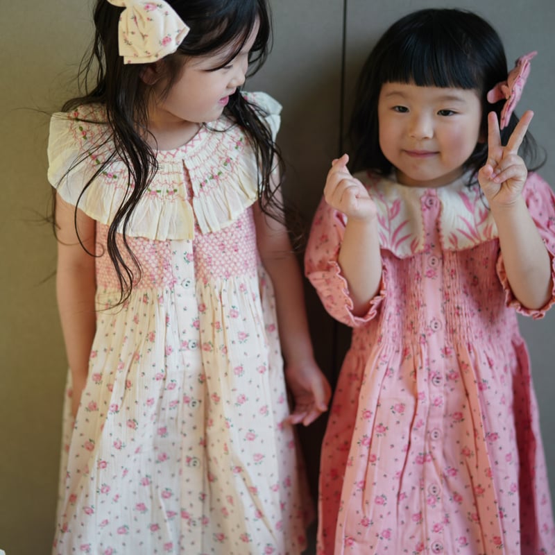 Bonjour diary 刺繍襟チュニックワンピース 6y BONJOUR DIARY]【LAST1！！】Tunique with Embroidery