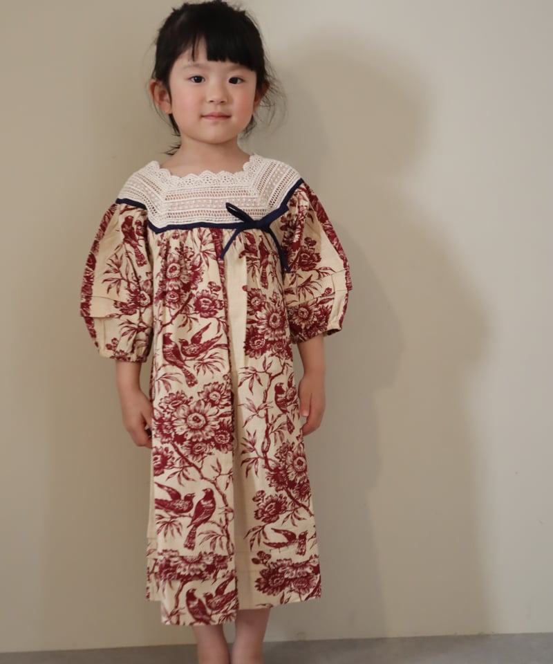 極美品 Bonjour diary 6Y SUNDRESS ドレス ワンピース BONJOUR DIARY] Princess dress | Bird print- l