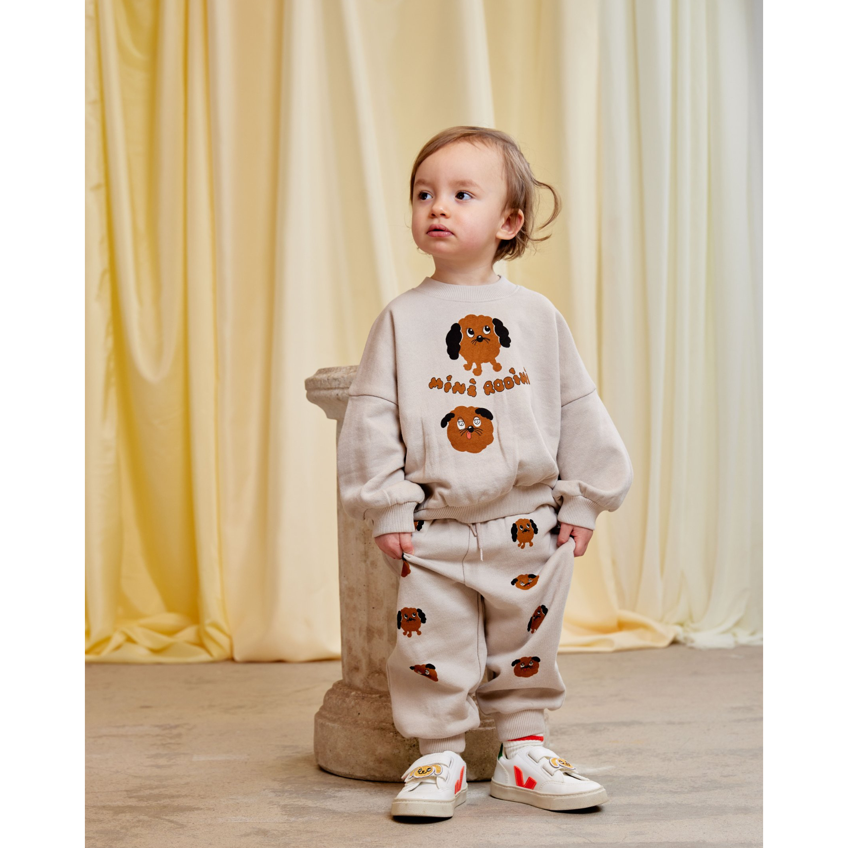 Mini Rodini 犬 犬柄 スウェット トレーナー mini rodini] Doggies sp sweatpants | Grey | RonRon baby and mom