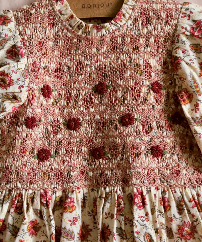 BONJOUR DIARY]【6Y: LAST2点！】HANDSMOCK BLOUSE WI