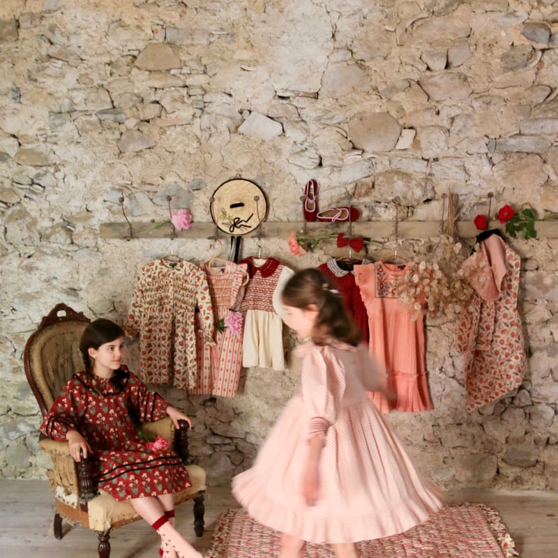 極美品 Bonjour diary Hand smocks Blouse 6Y BONJOUR DIARY Smocked meadow blouse / Prairie in bloom