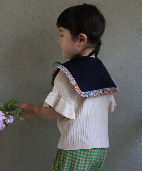 [Ron Ron Baby & Mom]【再入荷！LAST１！！】06.triangle ribbon (navy×flower frill)