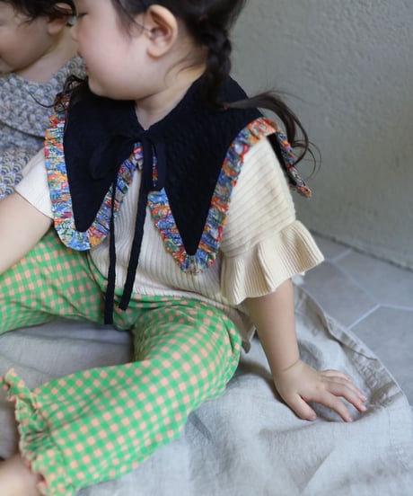 [Ron Ron Baby & Mom]【再入荷！LAST１！！】06.triangle ribbon (navy×flower frill)