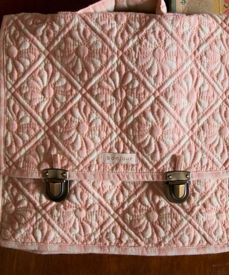 BONJOUR DIARY] Quilted school bag | Pink vic