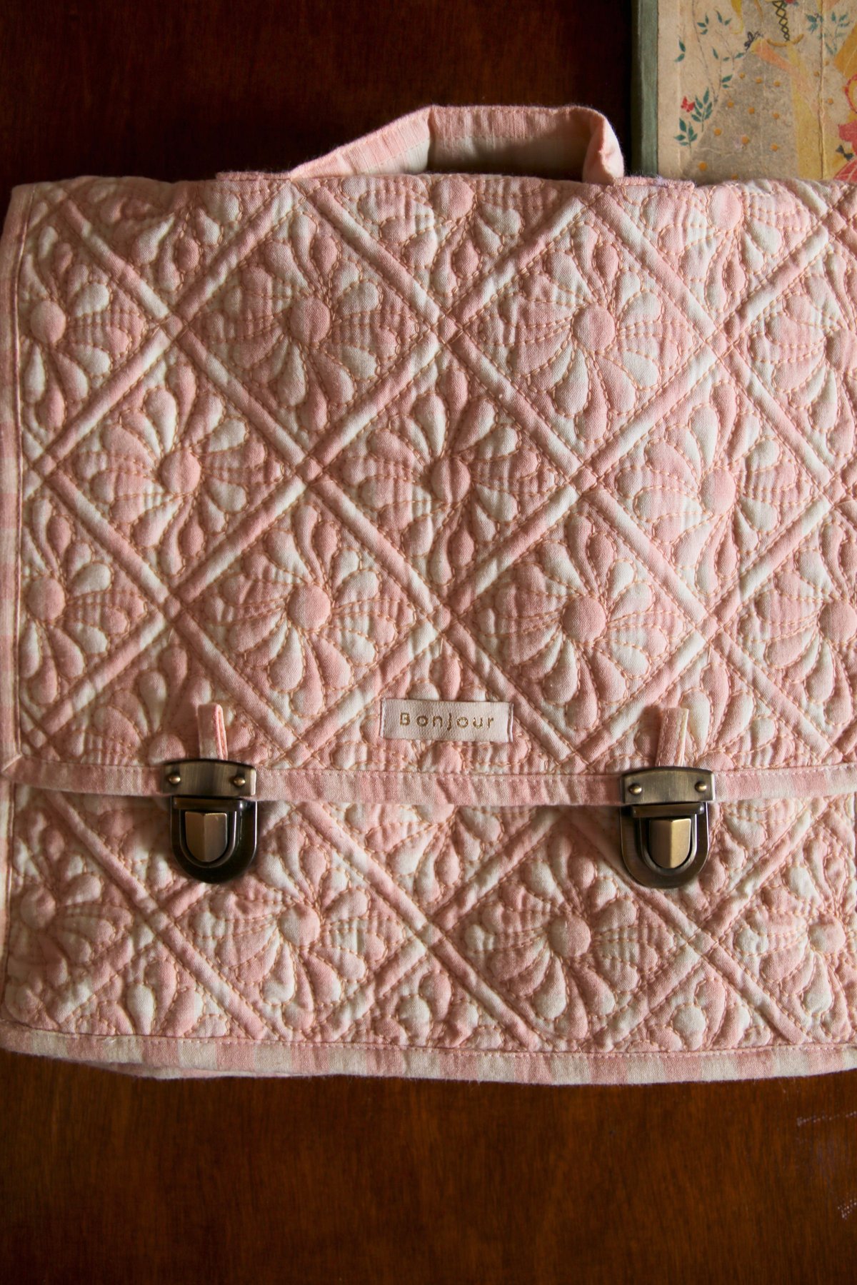 BONJOUR DIARY] Quilted school bag | Pink vic