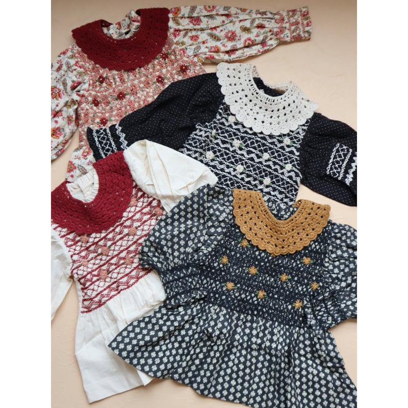 bonjour diary スモックブラウス　6Y BONJOUR DIARY]【残りわずか】HANDSMOCK BLOUSE WITH REM