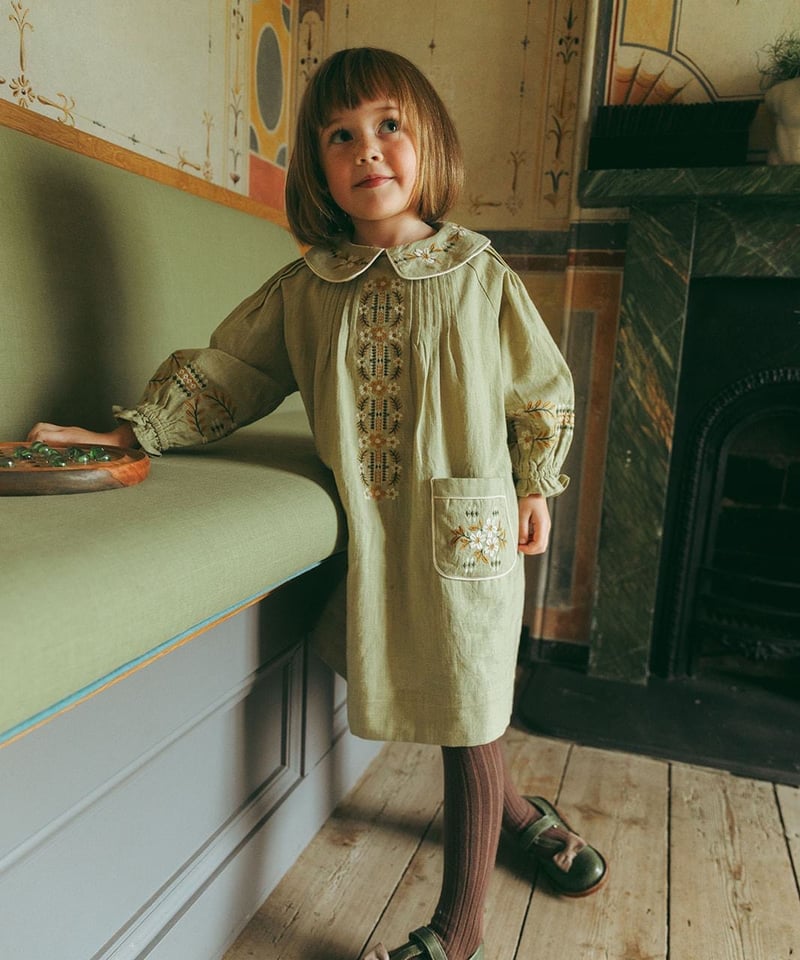 Lali Kids]【LAST1！！】Marie Dress | Faded Moss |