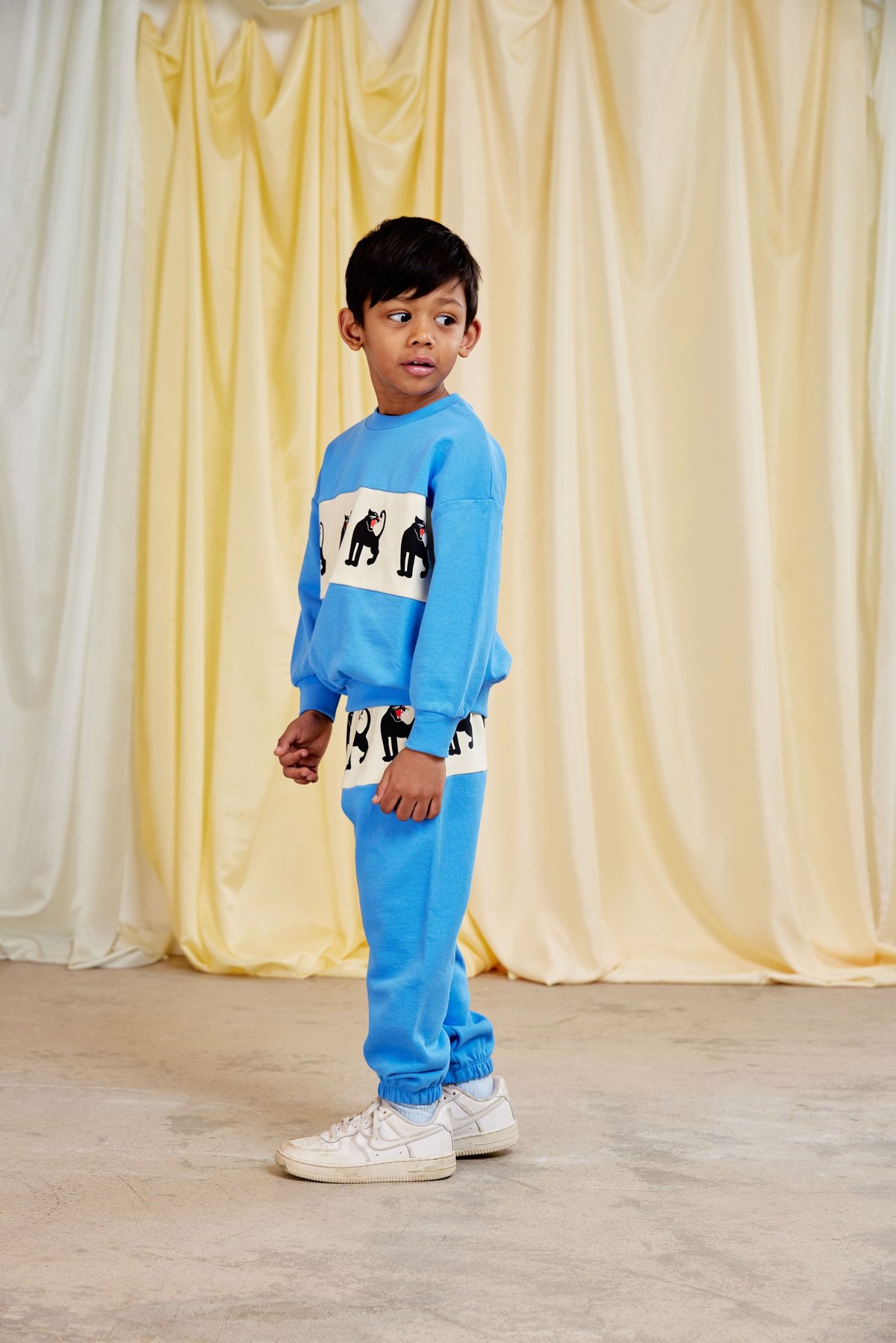 mini rodini] Panther panel sweatshirt | Blue |