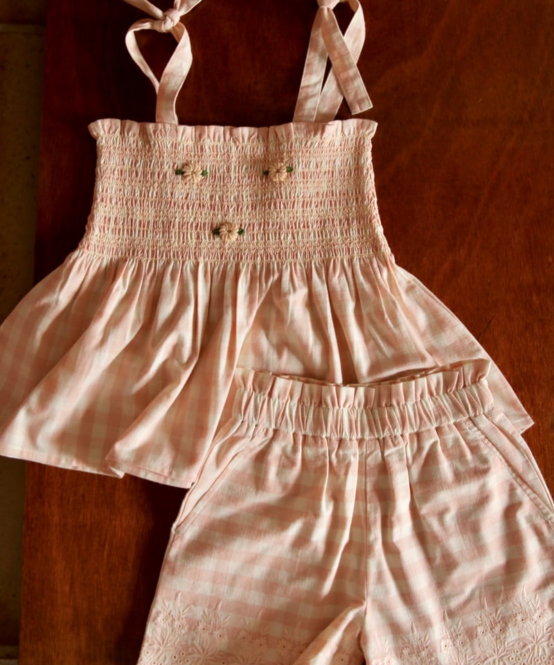 BONJOUR DIARY] Embroidered short & top set |