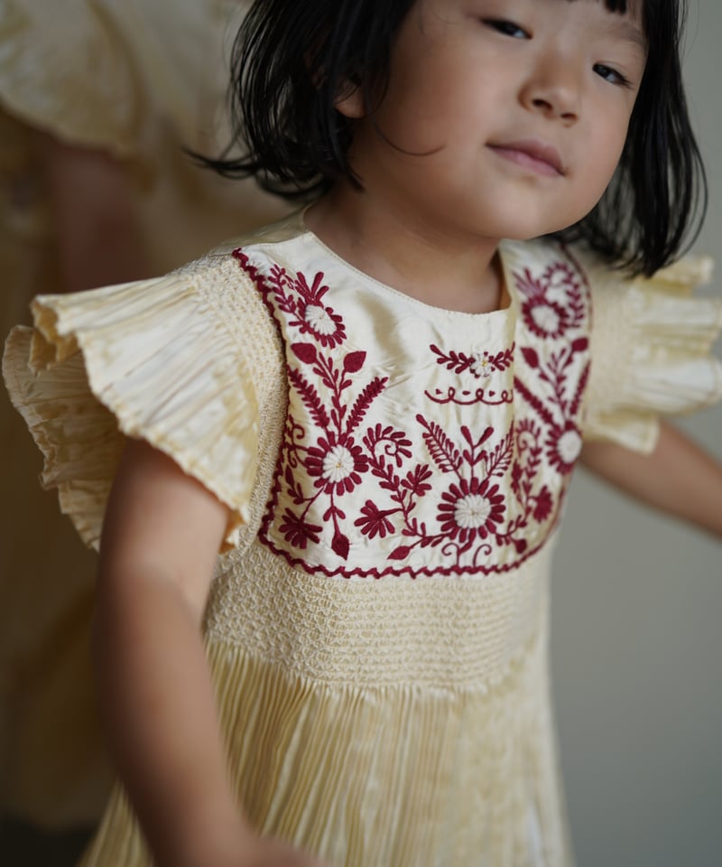 BONJOUR DIARY] DRESS | Pleated Ivory taffetas