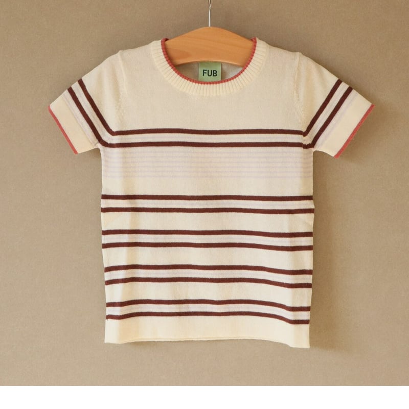 FUB] Striped t-shirt | ECRU/MAROON | RonRon