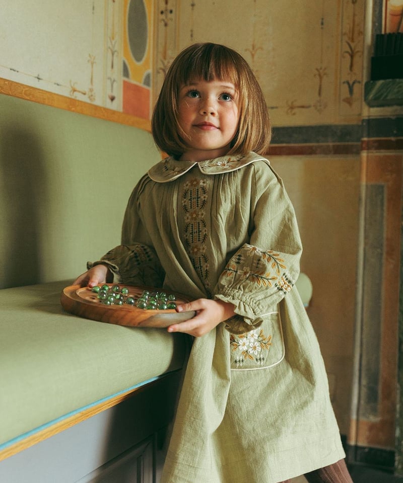 Lali Kids]【LAST1！！】Marie Dress | Faded Moss |