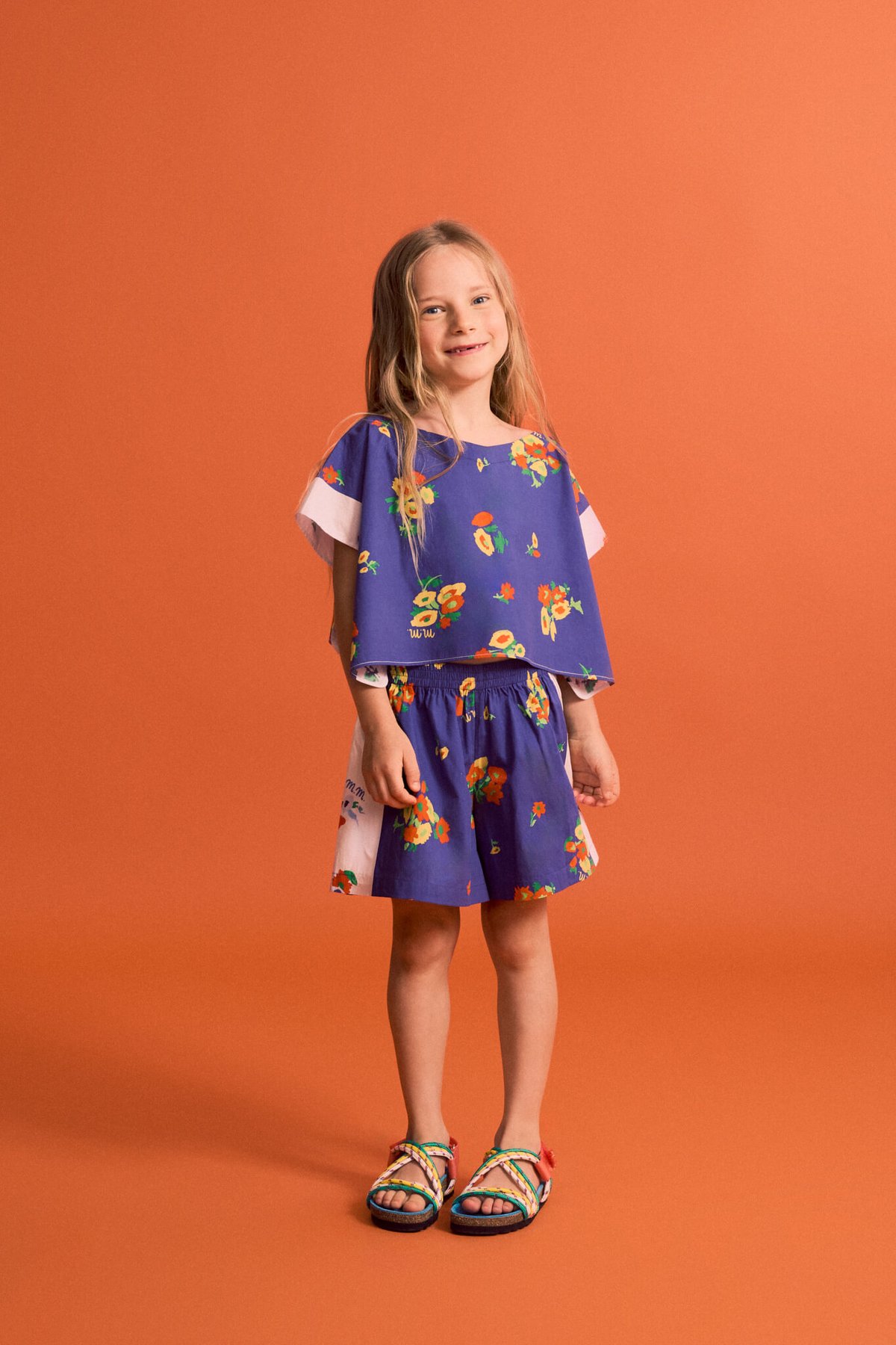 Maison Mangostan] Blossom Patchwork Top Blue/