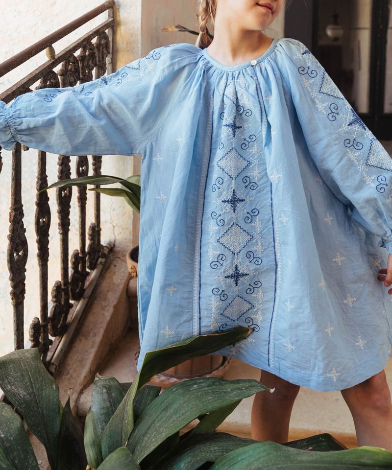 Lali Kids] Crocus Dress | Airy Blue Linen | Ro