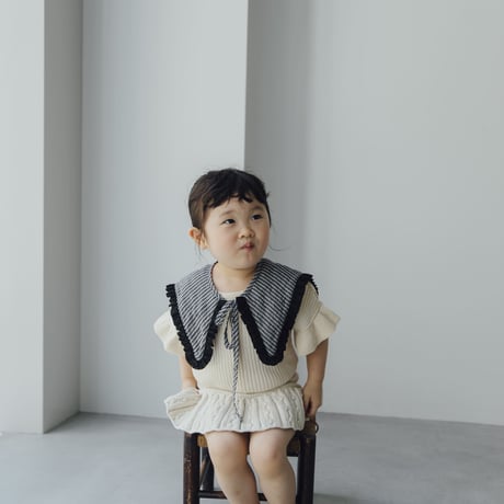 [Ron Ron Baby & Mom]【再入荷！！】03.triangle ribbon (black gingham×lace)