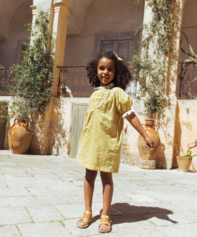 Lali Kids] Skye Dress | Misted Yellow Embroide