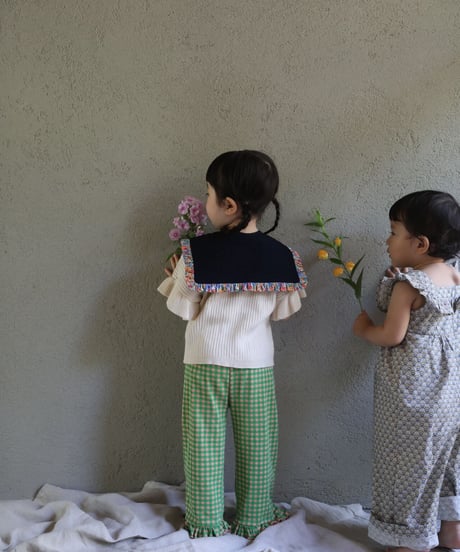 [Ron Ron Baby & Mom]【再入荷！LAST１！！】06.triangle ribbon (navy×flower frill)
