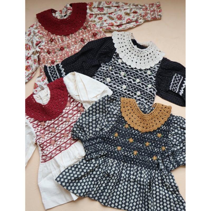 トップス Bonjour Diary HANDSMOCK BLOUSE Bonjour Diary Handsmock Blouse with Removable Crochet Collar