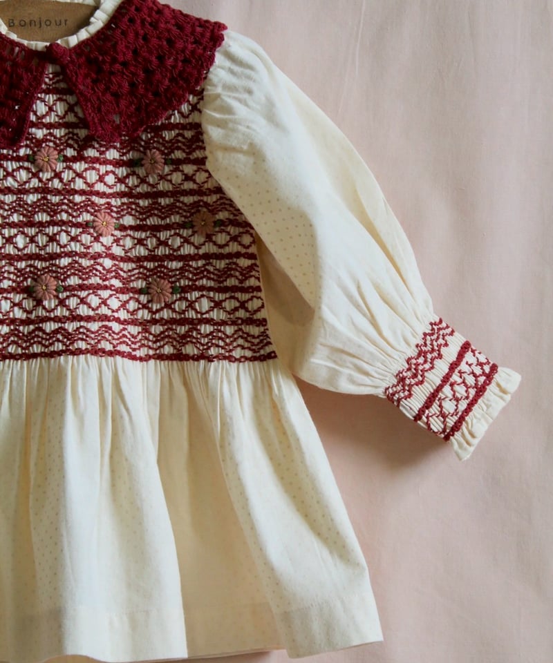 BONJOUR DIARY] HANDSMOCK BLOUSE WITH REMOVABL