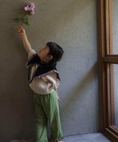 [Ron Ron Baby & Mom]【再入荷！LAST１！！】06.triangle ribbon (navy×flower frill)
