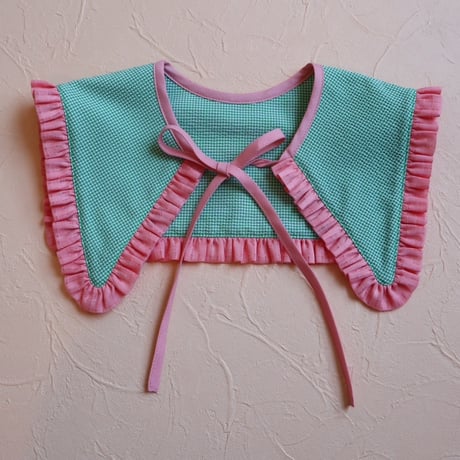[Ron Ron Baby & Mom]【再入荷！】10.triangle ribbon (green gingham×lace pink)