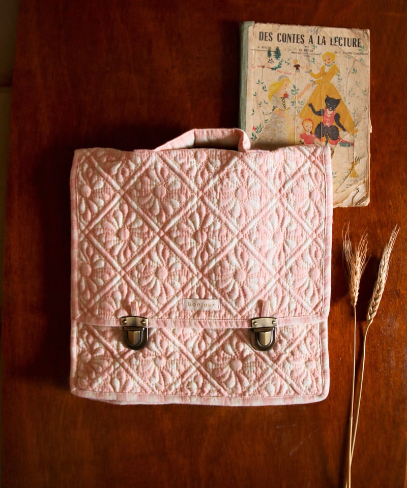 BONJOUR DIARY] Quilted school bag | Pink vic